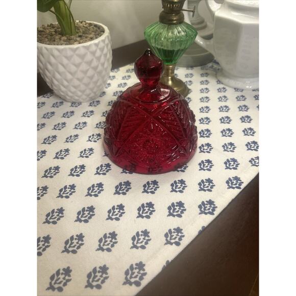 Vintage Art Glass Carved Cheese Or Candy Dish Serving Ruby Red - Picture 6 of 7